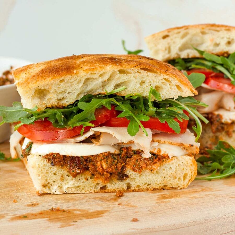 Fresh focaccia lunch