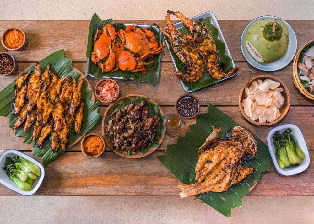 Fresh seafood feast in Bali